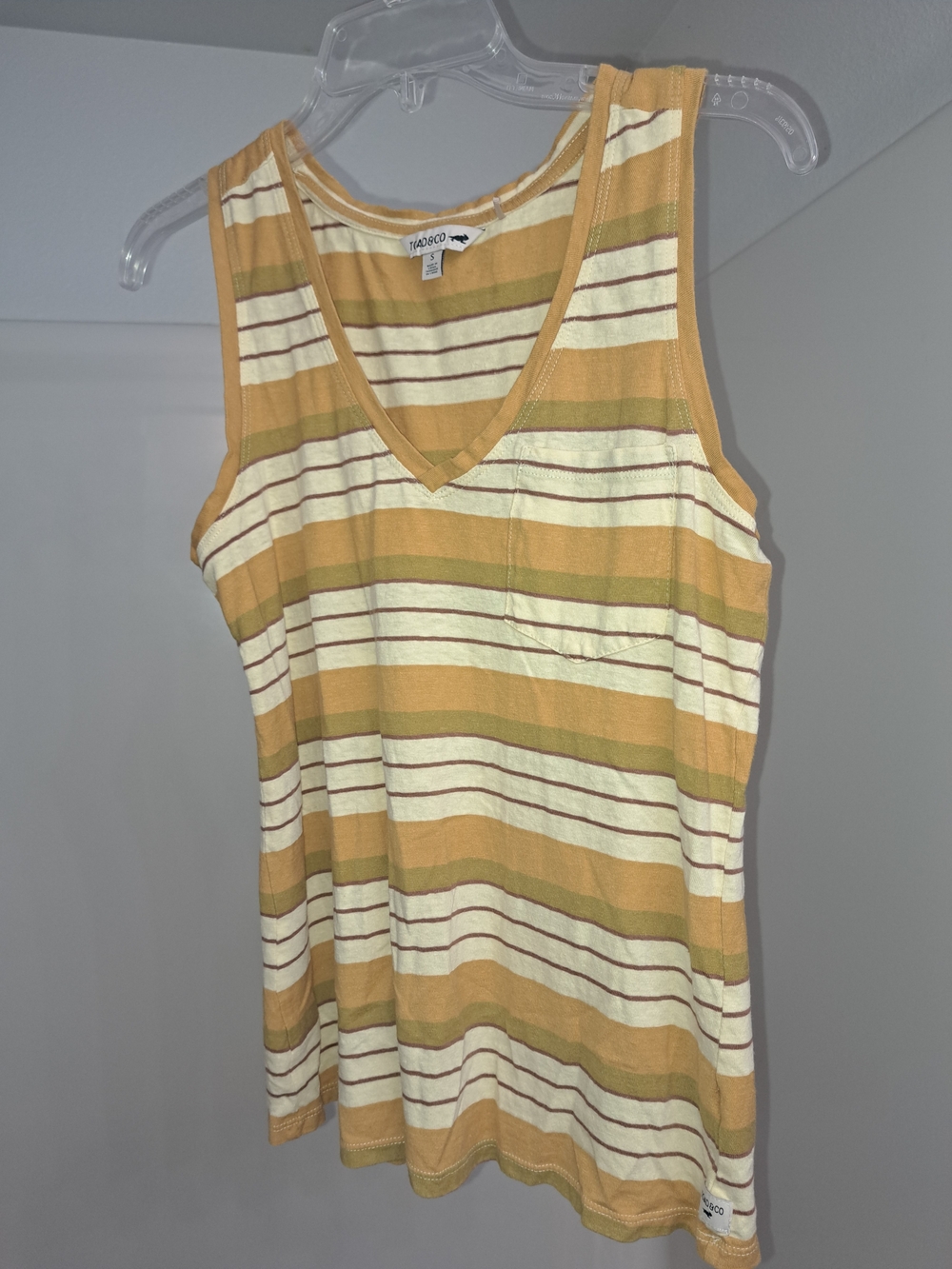 Toad&Co Mustard Striped V-Neck Tank Top